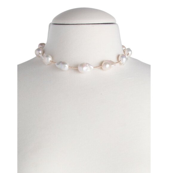 GEORG K Gold/Pearl Made In Usa 14kt Gold Baroque Necklace - Picture 2 of 2